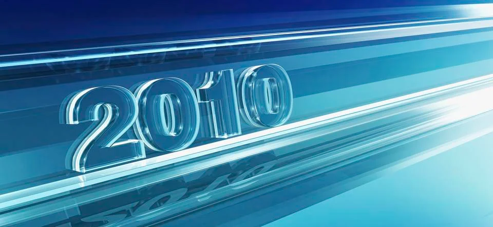 2010 in a blue background Illustrazione stock