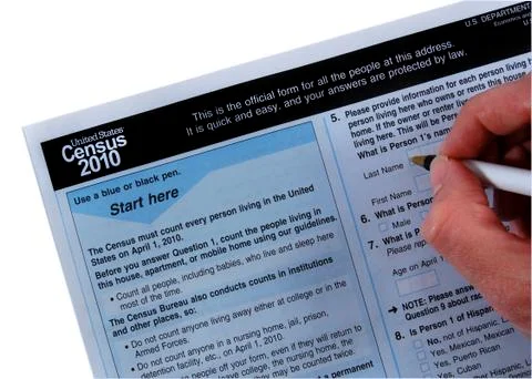 2010 Census form, with hand and pen Stock Photos