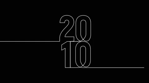 2010 year continuous single one line art animation vertically numbers video Stock Footage 314561348