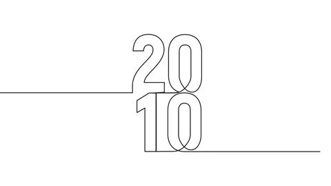 2010 year continuous single one line art animation vertically numbers video Stock Footage 314561352
