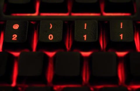 2011 red illuminated keyboard keys Stock Photos