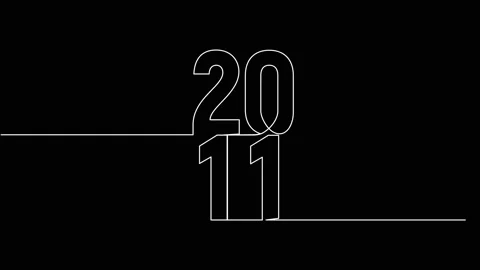 2011 year continuous single one line art animation vertically numbers video Stock Footage 314561349