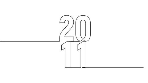 2011 year continuous single one line art animation vertically numbers video Stock Footage 314561355