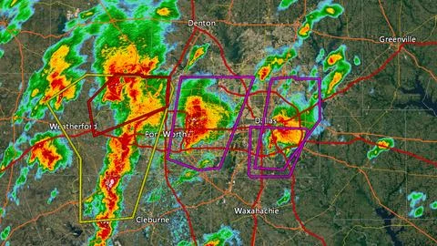 2012 DFW Tornado Outbreak Doppler Radar Stock Illustration