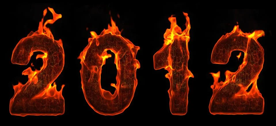 2012 new year in flame Stock Illustration
