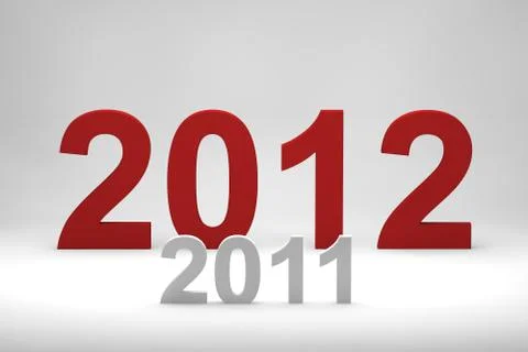 2012 red text over 2011 Stock Illustration