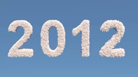 2012 text in clouds changes to 2013, isolated on blue Stock Footage 12471152