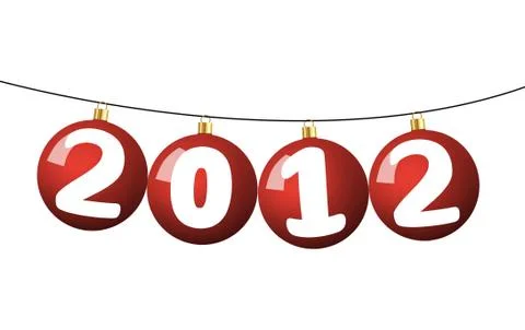 2012 text on xmass balls Stock Photos