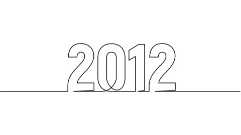 2012 year continuous single one line art drawing animation numbers video Stock Footage 313394145