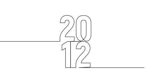 2012 year continuous single one line art animation vertically numbers video Stock Footage 314561351