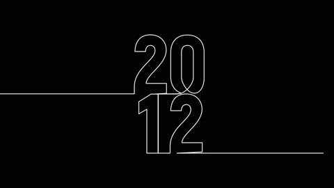 2012 year continuous single one line art animation vertically numbers video Stock Footage 314561353