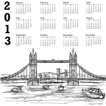 2013 calendar tower bridge Stock Illustration