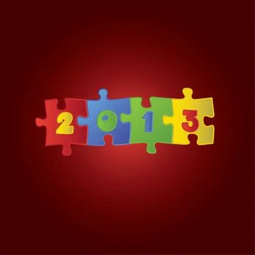 2013 card made from puzzle Stock Illustration