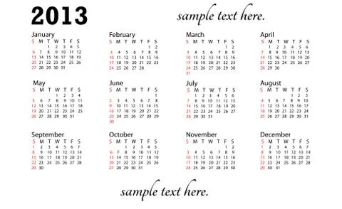 2013 generic calendar Stock Illustration