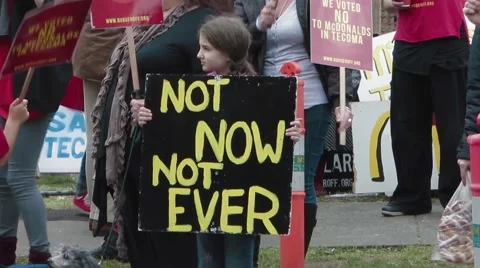 (2013) McDonalds Protesters Tecoma, Victoria, Australia Stock Footage 45500508