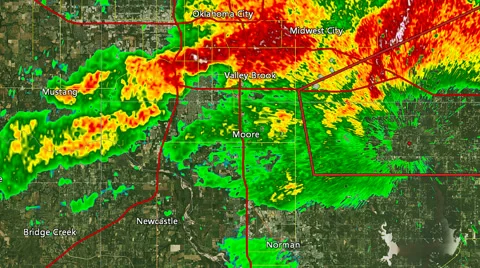 2013 Moore OK Tornado Radar (With Warn Boxes) Video stock 68516873
