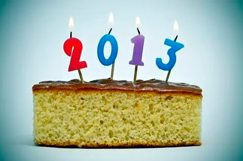 2013, the new year birthday cake candles Stock Photos
