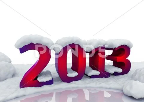 2013 new year digits under snow Stock Illustration