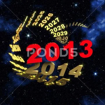 2013 new year in front of spiral of time Stock Illustration