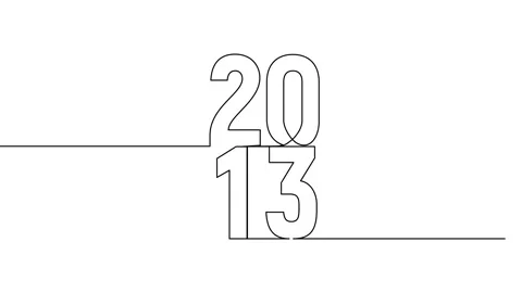 2013 year continuous single one line art animation vertically numbers video Video stock 314561356
