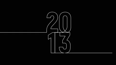 2013 year continuous single one line art animation vertically numbers video Stock Footage 314561364