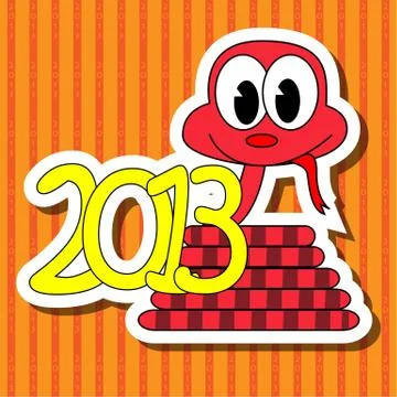 2013 year of the snake with red background Illustrazione stock