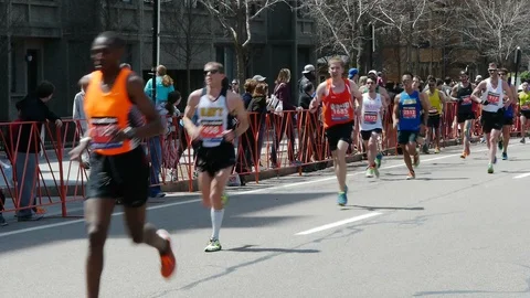 2014 Boston Marathon Crowd of Runners Stock-Footage 86276642