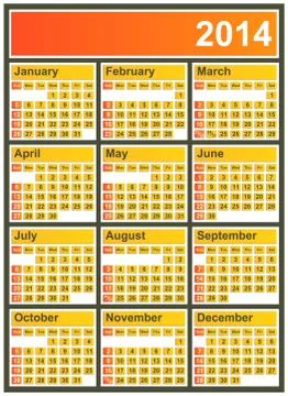 2014 calendar Ilustración de archivo