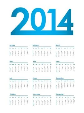 2014 calendar, vector eps10 illustration Stock Illustration