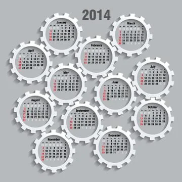 2014 calendar whith gears - vector illustration Stock Illustration