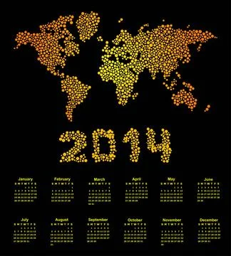 2014 calendar world map 2014 calendar with world dot map Copyright: xZoona... Stock Photos