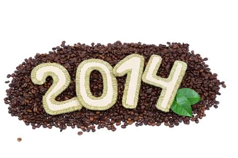 2014 figures on coffee beans. happy new year. Stock Photos
