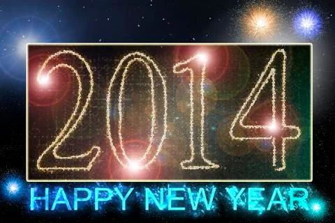 2014 happy new year Stock Illustration