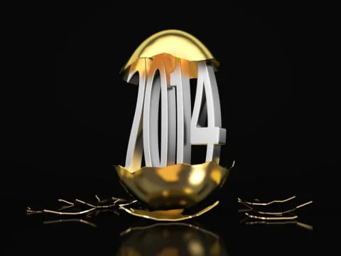 2014 hatches out of an egg Stock Illustration