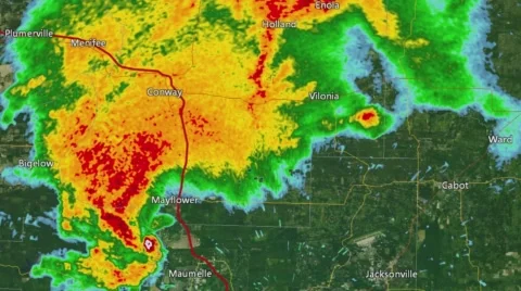 2014 Mayflower/Vilonia, AR Tornado Doppler Radar (No Warn Boxes) Video stock 67471889