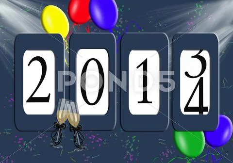 2014 Odometer for new year Stock Illustration