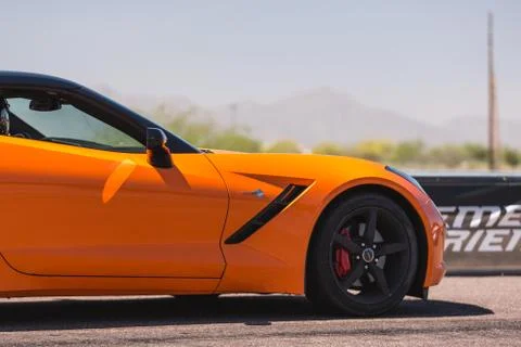 2014 Orange Corvette Stock Photos