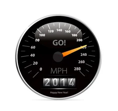 2014 year Calendar speedometer car Stock Illustration