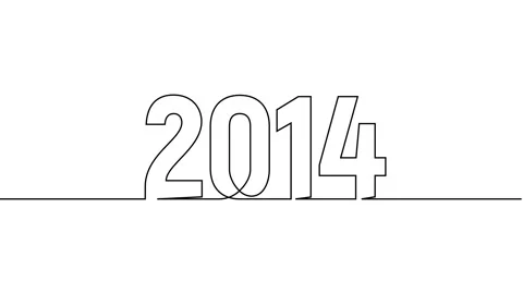 2014 year continuous single one line art drawing animation numbers video Stock Footage 313394166