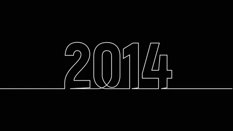 2014 year continuous single one line art drawing animation numbers video Stock Footage 313394171