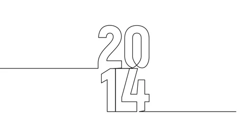 2014 year continuous single one line art animation vertically numbers video Stock Footage 314561357