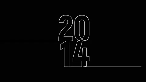 2014 year continuous single one line art animation vertically numbers video Stock Footage 314561359