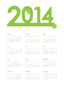 2014 year vector calendar Stock Illustration