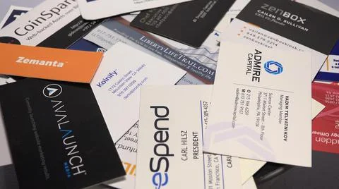 2014:Closeup Video Of Calling Cards As The Camera Slowly Spins Around 스톡 사진