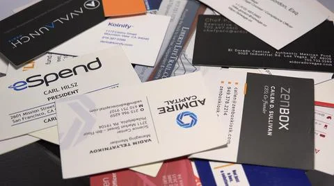 2014:Closeup Video Of Calling Cards As The Camera Slowly Spins Around Stock Photos