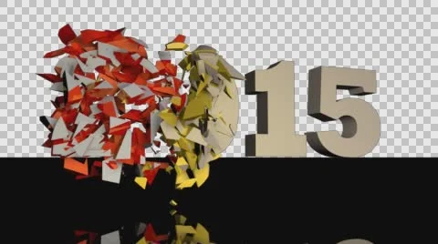 2015-2016 New Years Text Transition Crash With Partial Alpha Stock Footage 56918493