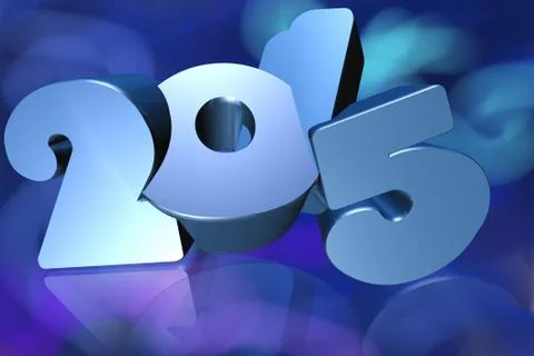 2015 in 3d on blue background Stock Illustration
