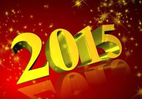 2015 in 3d on red background Stock Illustration