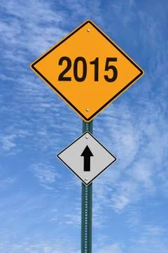 2015 ahead roadsign Foto stock