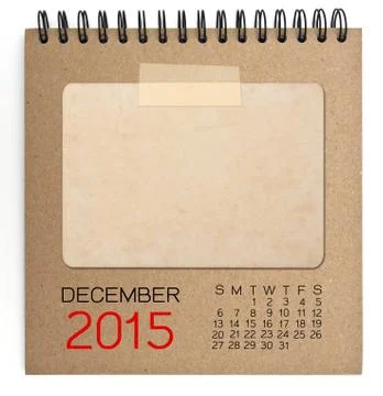 2015 calendar brown notebook with old blank photo Stock Illustration